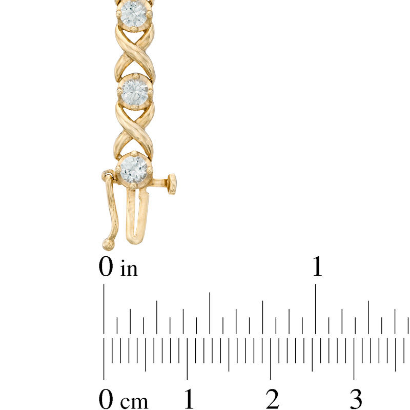3.25mm Lab-Created White Sapphire "XO" Bracelet in Sterling Silver with 14K Gold Plate - 7.25"