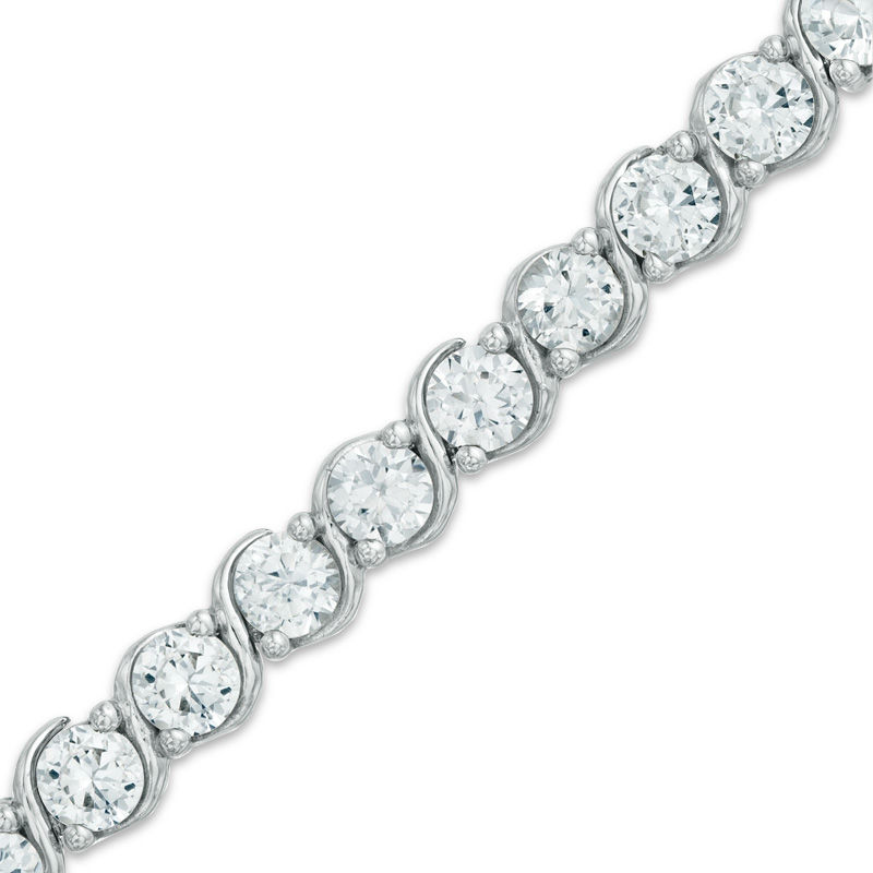 3.5mm Lab-Created White Sapphire Tennis Bracelet in Sterling Silver - 7.25"|Peoples Jewellers