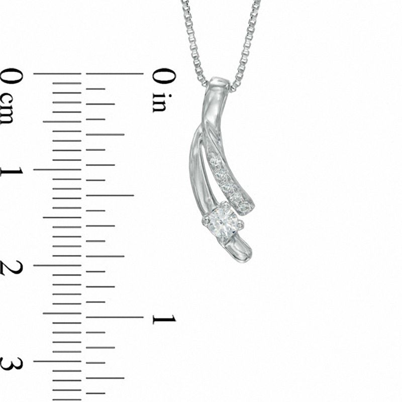 0.15 CT. T.W. Certified Canadian Diamond Ribbon Pendant in Sterling Silver (I/I2)