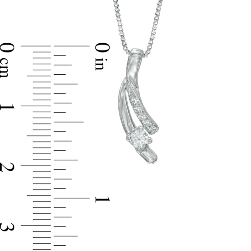 0.15 CT. T.W. Certified Canadian Diamond Ribbon Pendant in Sterling Silver (I/I2)