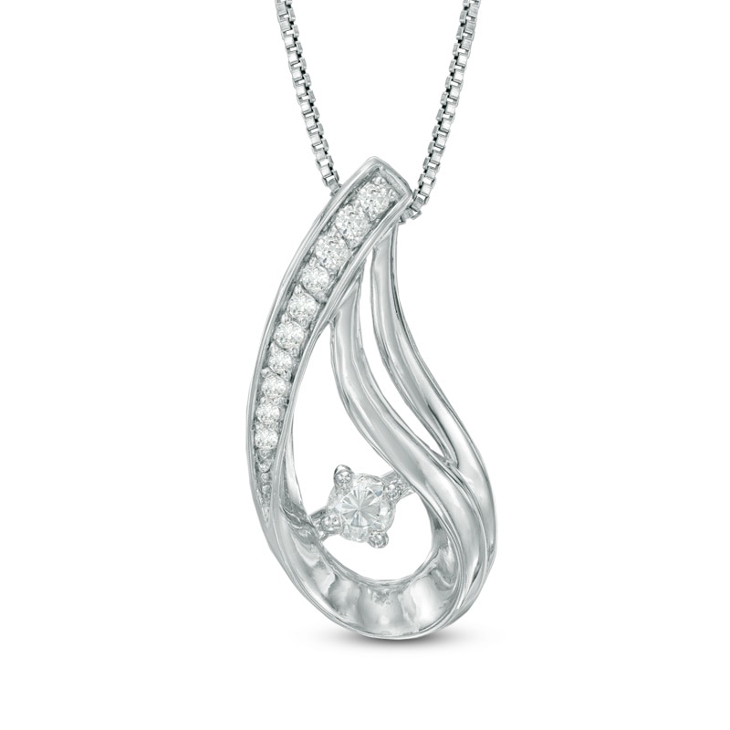 0.18 CT. T.W. Certified Canadian Diamond Abstract Teardrop Pendant in Sterling Silver (I/I2)