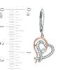Thumbnail Image 2 of 0.33 CT. T.W. Certified Canadian Diamond Heart Drop Earrings in Sterling Silver and 10K Rose Gold (I/I2)