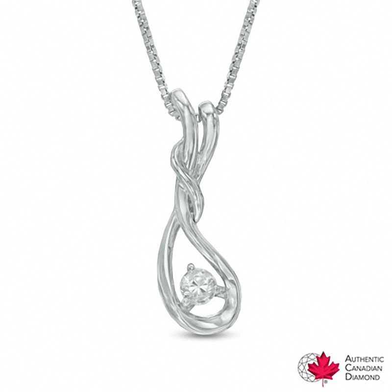 0.10 CT. Certified Canadian Diamond Cascading Teardrop Pendant in Sterling Silver (I/I2)