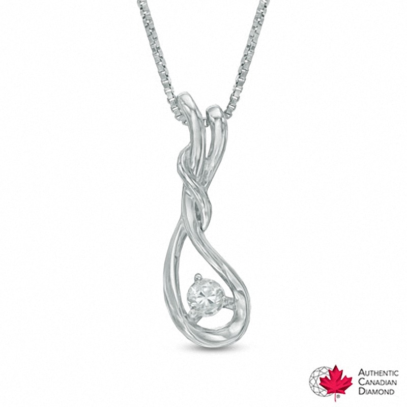 0.10 CT. Certified Canadian Diamond Cascading Teardrop Pendant in Sterling Silver (I/I2)|Peoples Jewellers