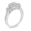 Thumbnail Image 1 of 0.45 CT. T.W. Diamond Frame Past Present Future Engagement Ring in 14K Two-Tone Gold