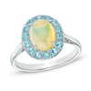 Thumbnail Image 0 of Oval Yellow Opal and Sky Blue Topaz Frame Ring in 10K White Gold