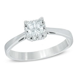 0.33 CT. T.W. Certified Canadian Princess-Cut Diamond Frame Engagement Ring in 14K White Gold (I/I1)