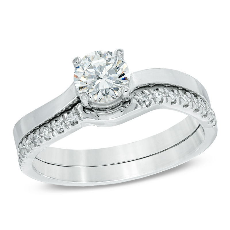 0.75 CT. T.W. Certified Canadian Diamond Bridal Set in 14K White Gold (I/I1)