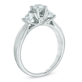 0.95 CT. T.W. Diamond Past Present Future Engagement Ring in 14K White Gold