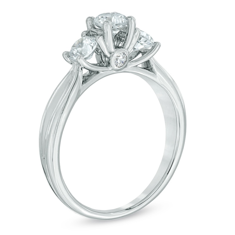 0.95 CT. T.W. Diamond Past Present Future Engagement Ring in 14K White Gold