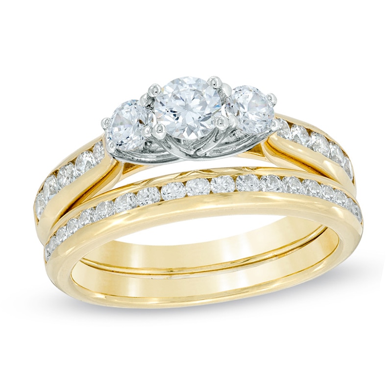 1.20 CT. T.W. Diamond Past Present Future Bridal Set in 14K Gold