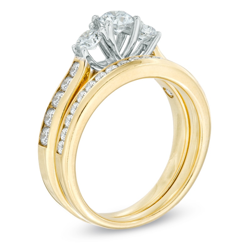 1.20 CT. T.W. Diamond Past Present Future Bridal Set in 14K Gold