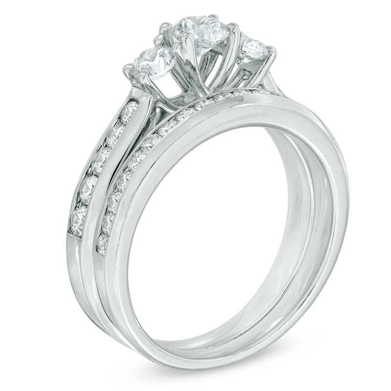 Main Image 2 of 1.20 CT. T.W. Diamond Past Present Future Bridal Set in 14K White Gold