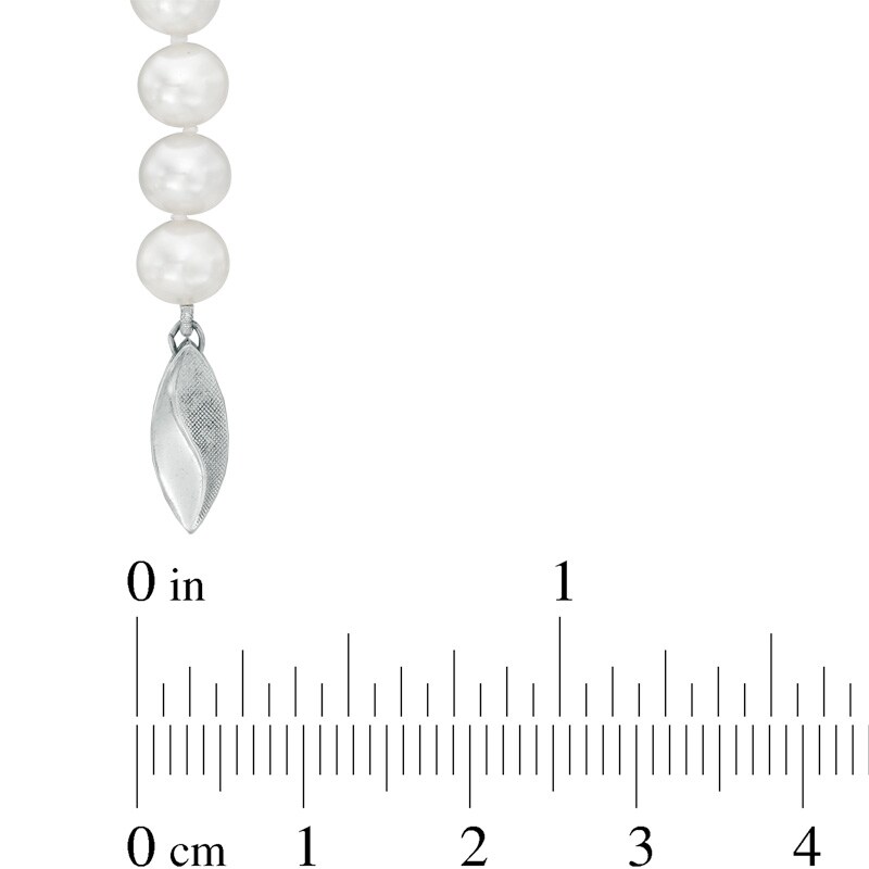 6.0 - 8.0mm Cultured Freshwater Pearl and Crystal Bead Necklace, Bracelet and Earrings Set in Sterling Silver