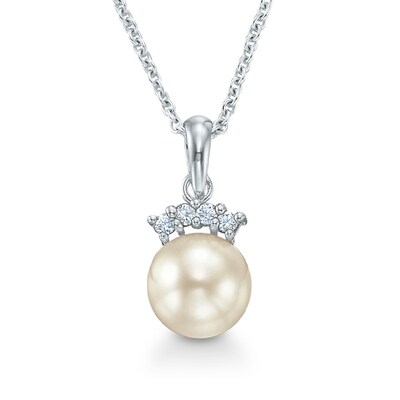 Blue Lagoon® by Mikimoto 6.5mm Akoya Cultured Pearl and Diamond Accent Pendant in 14K White Gold