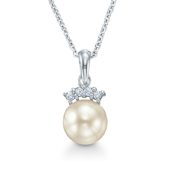 Blue Lagoon® by Mikimoto 6.5mm Akoya Cultured Pearl and Diamond Accent Pendant in 14K White Gold