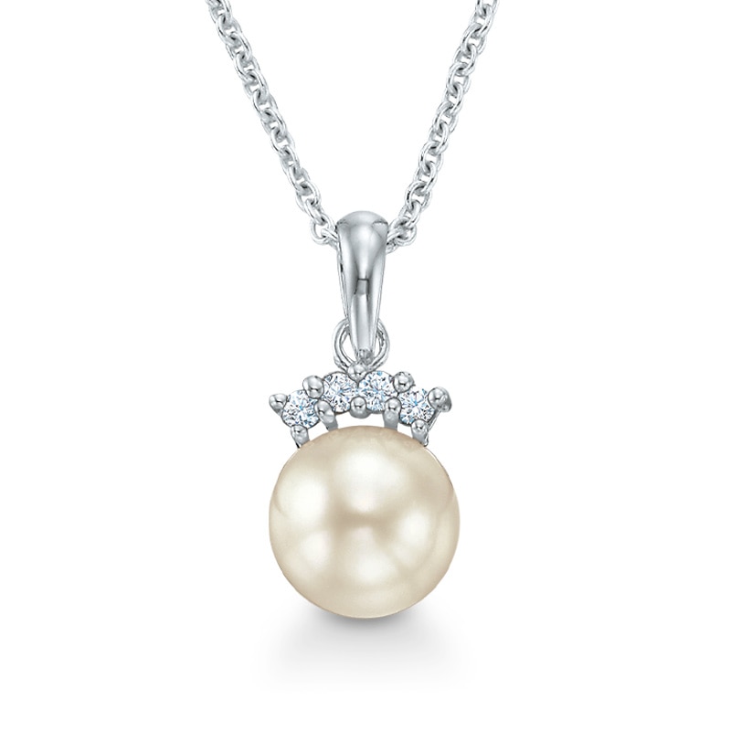 Blue Lagoon® by Mikimoto 6.5mm Akoya Cultured Pearl and Diamond Accent Pendant in 14K White Gold