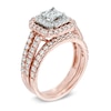 Thumbnail Image 1 of 1.50 CT. T.W. Princess-Cut Diamond Double Frame Bridal Set in 14K Two-Tone Gold