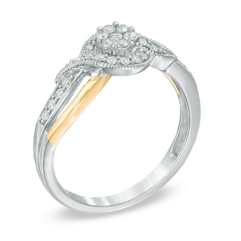 Main Image 2 of 0.12 CT. T.W. Princess-Cut Composite Diamond Ring in 10K White Gold