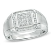 Thumbnail Image 1 of Men's 0.50 CT. T.W. Diamond Square Cluster Frame Ring in 10K White Gold