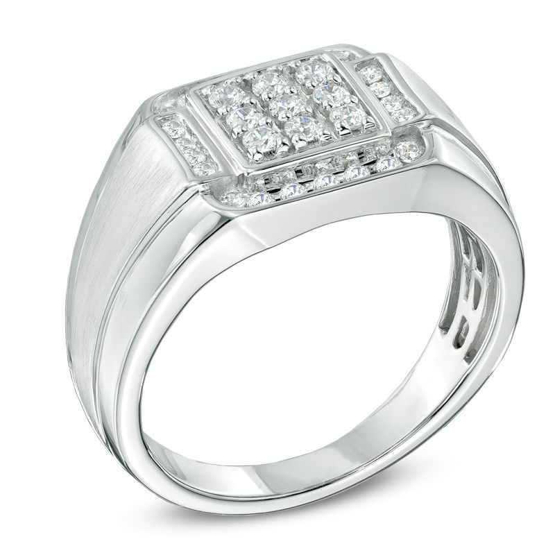 0.50 CT. T.W. Diamond Square Cluster Frame Ring in 10K White Gold