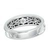 Thumbnail Image 3 of Vera Wang Love Collection Men's Square-Cut Blue Sapphire and 0.15 CT. T.W. Diamond Slant Band in 14K White Gold
