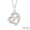 Thumbnail Image 0 of The Heart Within® Diamond Accent Tilted "MOM" Heart Pendant in Sterling Silver and 10K Rose Gold