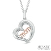 Diamond Accent Tilted "MOM" Heart Pendant in Sterling Silver and 10K Rose Gold