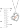 Diamond Accent Tilted "MOM" Heart Pendant in Sterling Silver and 10K Rose Gold