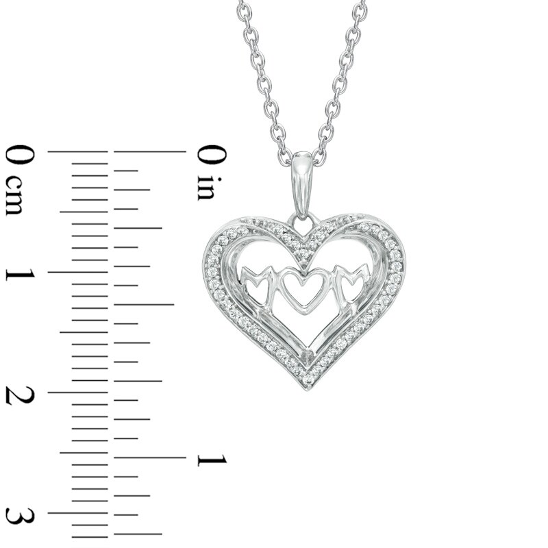 Main Image 2 of 0.15 CT. T.W. Diamond "MOM" Heart Pendant in Sterling Silver