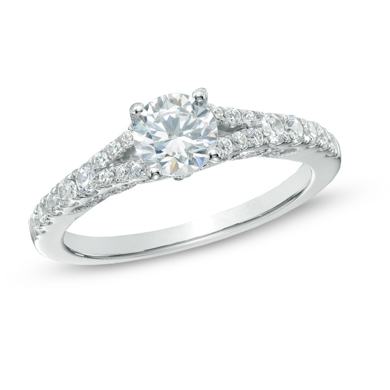 Main Image 1 of 1.00 CT. T.W. Diamond Split Shank Engagement Ring in 14K White Gold