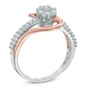 Thumbnail Image 2 of 0.50 CT. T.W. Diamond Cluster Bypass Ring in 10K Two-Tone Gold