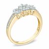 Thumbnail Image 2 of 0.50 CT. T.W. Diamond Cluster Three Stone Ring in 10K Gold