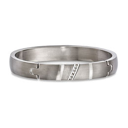 Rapture by Edward Mirell Men's 0.09 CT. T.W. Diamond Titanium and Sterling Silver Bangle - 7.5&quot;