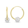 Thumbnail Image 1 of White Crystal Bead Endless Hoop Earrings in 14K Gold