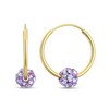 Thumbnail Image 1 of Purple Crystal Bead Endless Hoop Earrings in 14K Gold