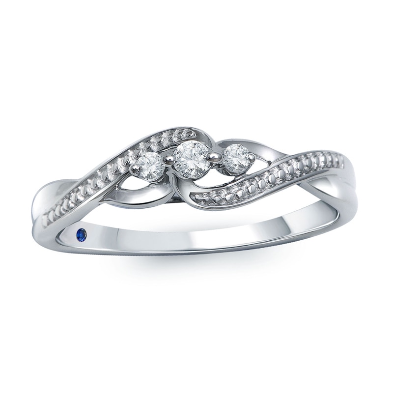 Main Image 1 of 0.12 CT. T.W. Double Diamond Bypass Promise Ring in 10K Two-Tone Gold