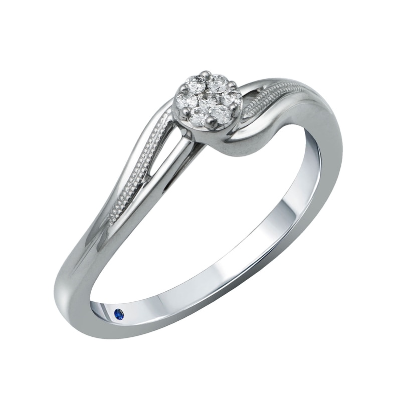 0.12 CT. T.W. Diamond Vintage-Style Heart Promise Ring in 10K White Gold