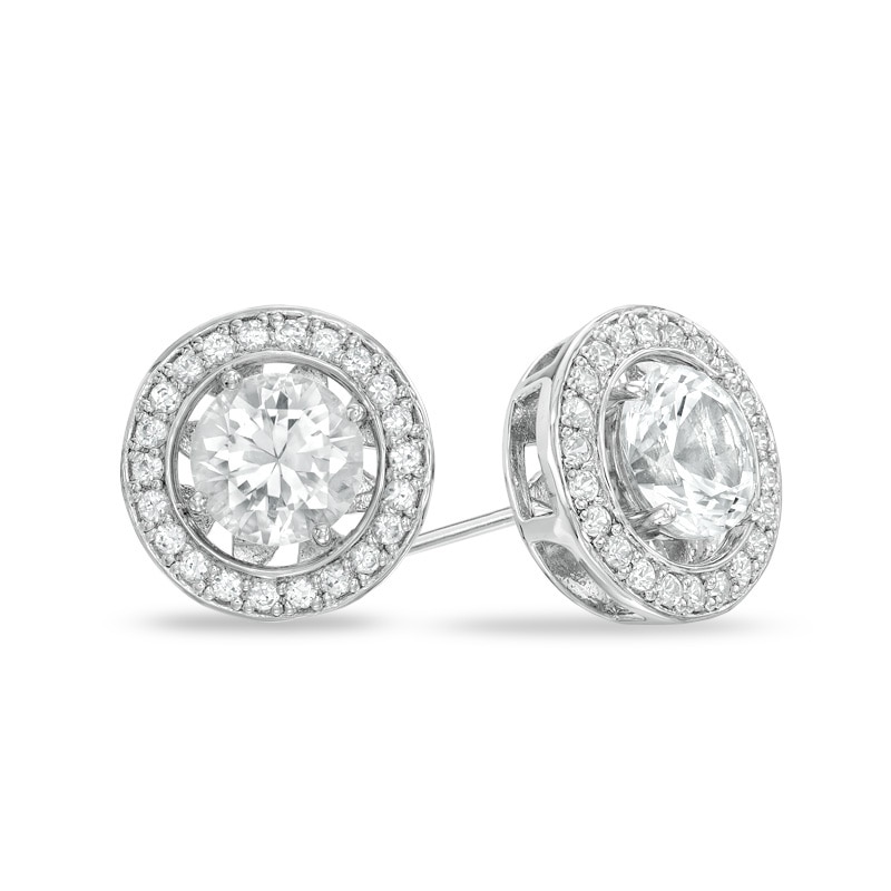 Main Image 2 of 6.5mm Lab-Created White Sapphire and Freshwater Cultured Pearl Earrings and Jacket Set in Sterling Silver