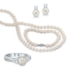Thumbnail Image 1 of 6.5-7.0mm Freshwater Cultured Pearl and Lab-Created White Sapphire Necklace, Bracelet, Ring and Earrings Set
