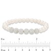 6.0-7.0mm Freshwater Cultured Pearl and Crystal Bead Stretch Bracelet Set-7.25"