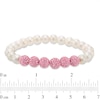 6.0-7.0mm Freshwater Cultured Pearl and Crystal Bead Stretch Bracelet Set-7.25"
