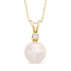 Thumbnail Image 1 of 7.5-8.0mm Akoya Cultured Pearl and Diamond Accent Pendant in 14K Gold
