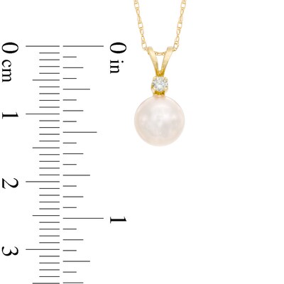 7.5-8.0mm Akoya Cultured Pearl and Diamond Accent Pendant in 14K Gold