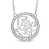 Thumbnail Image 0 of Lab-Created White Sapphire "LOVE" Circle Necklace in Sterling Silver - 17"