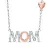 Thumbnail Image 0 of Lab-Created White Sapphire "MOM" with Heart Necklace in Sterling Silver and 14K Rose Gold Plate - 17"