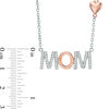 Lab-Created White Sapphire "MOM" with Heart Necklace in Sterling Silver and 14K Rose Gold Plate - 17"