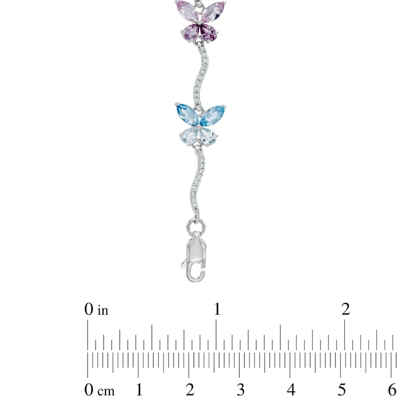 Main Image 2 of Lab-Created Multi-Gemstone Butterfly Bracelet in Sterling Silver - 7.25"
