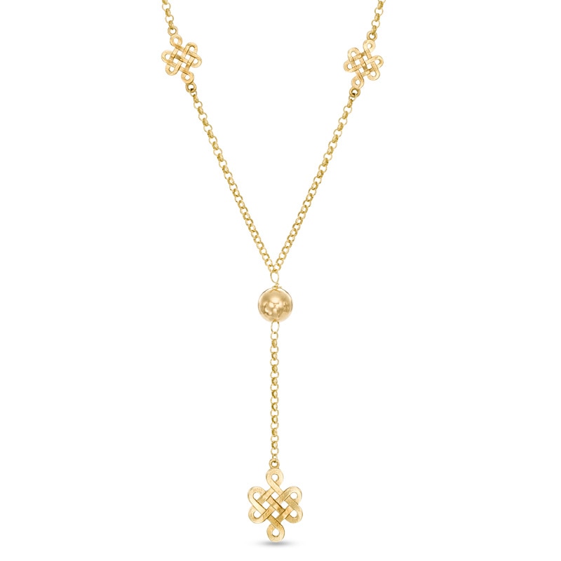 Mystic Knot Lariat-Style Necklace in 10K Gold - 17"|Peoples Jewellers