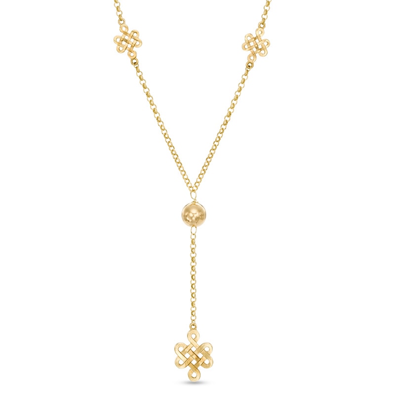 Mystic Knot Lariat-Style Necklace in 10K Gold - 17"